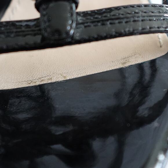 Prada Black Patent Leather Strappy Buckled Wedge Sandals - Picture 10 of 16